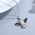 wholesale Sterling Silver Crystal Bat Pendant Necklace Gothic Animal Jewelry Gift for Women-0-8