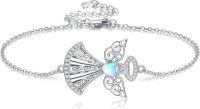 wholesale 925 Sterling Silver Moonstone Butterfly Charm Bracelet - Mothers Day Gift for Her-Guardian Angel