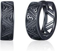 wholesale 925 Sterling Silver Black Celtic Knot Huggie Hoops with Evil Eye Design for Women & Men-B-Celtic Knot