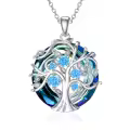 TOUPOP Sterling Silver Tanzanite Tree Of Life Birthstone Necklace-0-0