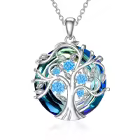 TOUPOP Sterling Silver Tanzanite Tree Of Life Birthstone Necklace-undefined