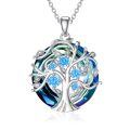TOUPOP Sterling Silver Tanzanite Tree Of Life Birthstone Necklace-0-0