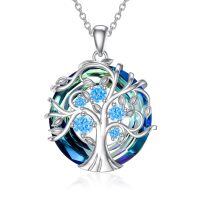 TOUPOP Sterling Silver Tanzanite Tree Of Life Birthstone Necklace-undefined