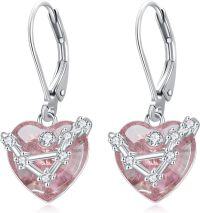 wholesale 925 Sterling Silver Birthstone 12 Constellations Heart Dangle Earrings-10-Oct-Libra(9.23-10.23)
