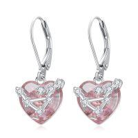 wholesale 925 Sterling Silver Birthstone 12 Constellations Heart Dangle Earrings-10-Oct-Libra(9.23-10.23)