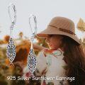 wholesale 925 Sterling Silver Drop Earrings with Sunflowers and Scrollwork Design-0-1