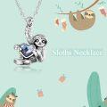 wholesale 925 Sterling Silver Blue Crystal Heart Sloth Pendant Necklace for Women and Men-0-4
