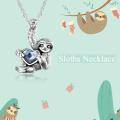 wholesale 925 Sterling Silver Blue Crystal Heart Sloth Pendant Necklace for Women and Men-0-4