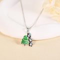 wholesale 925 Sterling Silver Penguin & Christmas Tree Pendant Necklace - Holiday Gifts for Her-0-2