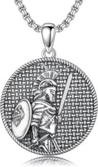 wholesale 925 Sterling Silver Saint Christopher Warrior Shield Sword Pendant Necklace for Men Women Catholic Protection s-5-St Michael