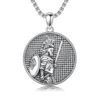 wholesale 925 Sterling Silver Saint Christopher Warrior Shield Sword Pendant Necklace for Men Women Catholic Protection s-5-St Michael