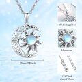 wholesale 925 Sterling Silver Sun Moon Pendant Necklace With Rainbow Moonstone-0-4