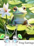 wholesale 925 Sterling Silver Frog Heart Moonstone Drop Earrings for Women-0-2