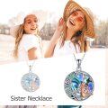 wholesale 925 Sterling Silver Mermaid and Star Moon Pendant Necklace for Sisters' Gifts-0-3
