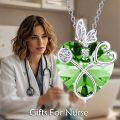 wholesale  Sterling Silver Crystal Butterfly Heart Stethoscope Necklace Nurse Doctor Gift -0-23