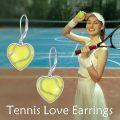 wholesale 925 Sterling Silver Tennis Ball Heart-Shaped Drop Earrings - Sports Themed Gifts for Her-0-5