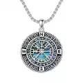 TOUPOP Sterling Silver Celtic Knot Viking Compass Necklace Pendant Jewelry-0-0