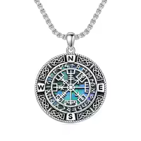 TOUPOP Sterling Silver Celtic Knot Viking Compass Necklace Pendant Jewelry-undefined