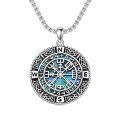 TOUPOP Sterling Silver Celtic Knot Viking Compass Necklace Pendant Jewelry-0-0