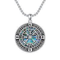 TOUPOP Sterling Silver Celtic Knot Viking Compass Necklace Pendant Jewelry-undefined