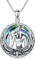wholesale TOUPOP Egyptian Necklace Sterling Silver Egypt God Pendant With Blue Circle Crystal Jewelry Gifts For Women Men -0-0