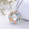 wholesale 925 Sterling Silver Mom Pendant with Rose Gold Flowers and Blue Crystal Birthstone Necklaces Wholesale for Women Girls Mothers Day Gift-0-2