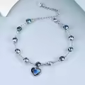 TOUPOP Sterling Silver Sapphire Crystal Bracelet Women Birthday Christmas Gifts-0-1