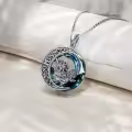 TOUPOP Sterling Silver Blue Crystal Birth Flower Necklace November Chrysanthemum-0-1