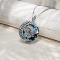 TOUPOP Sterling Silver Blue Crystal Birth Flower Necklace November Chrysanthemum-0-1