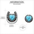 wholesale 925 Sterling Silver Turquoise Heart Horseshoe Stud Earrings-0-2