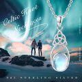 wholesale 925 Sterling Silver Celtic Knot Oval Rainbow Moonstone Pendant Necklace-0-2
