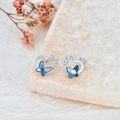 wholesale 925 Sterling Silver Blue Butterfly Heart Stud Earrings Gift for Women Girls-0-2