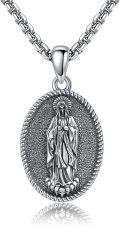 wholesale 925 Sterling Silver Virgin Mary Pendant Necklace with Chain - Catholic Christian  for Women and Men-0-0