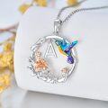 wholesale 925 Sterling Silver Hummingbird & Flower Initial Pendant Necklaces for Women Girls Gifts Alphabet Jewelry Letter A Charm Chain Accessories (Silver)-0-2