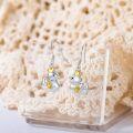 wholesale 925 Sterling Silver Crowned Duck Drop Earrings with Yellow Stone Accents-0-3