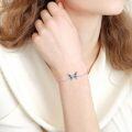 wholesale 925 Sterling Silver Red Blue Opal Butterfly Charm Bracelet Adjustable s for Women-0-5