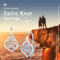 wholesale 925 Sterling Silver Celtic Knot Heart Drop Earrings - Vintage  for Mom on Mothers Day-0-5
