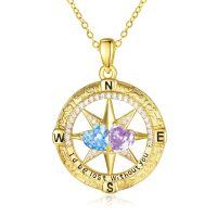 wholesale 925 Sterling Silver Compass Pendant with Birthstones for Women-03-06-Mar-Jun