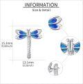wholesale 925 Sterling Silver Blue Dragonfly Huggie Hoop Earrings for Women Girls Gifts-0-2