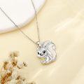 wholesale 925 Sterling Silver White Fire Opal Squirrel Pendant Necklace for Women-0-1