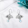 wholesale 925 Sterling Silver Fan-shaped Floral Drop Earrings with Moonstone and Cubic Zirconia-0-2