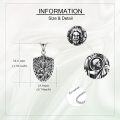 wholesale 925 Sterling Silver Shield Shape Saint Medal Pendant with Chain for Men Women-0-4