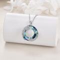 wholesale 925 Sterling Silver Blue Crystal Spiral Pendant Necklace for Women Gifts-0-3