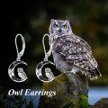 wholesale 925 Sterling Silver Owl Crescent Moon Drop Earrings-0-5