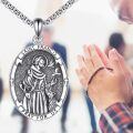 wholesale 925 Sterling Silver Saint Francis Oval Pendant Necklace Wholesale For Men-0-3