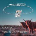 wholesale 925 Sterling Silver Highland Cow Head Flower Crown Charm Anklet for Women-0-1