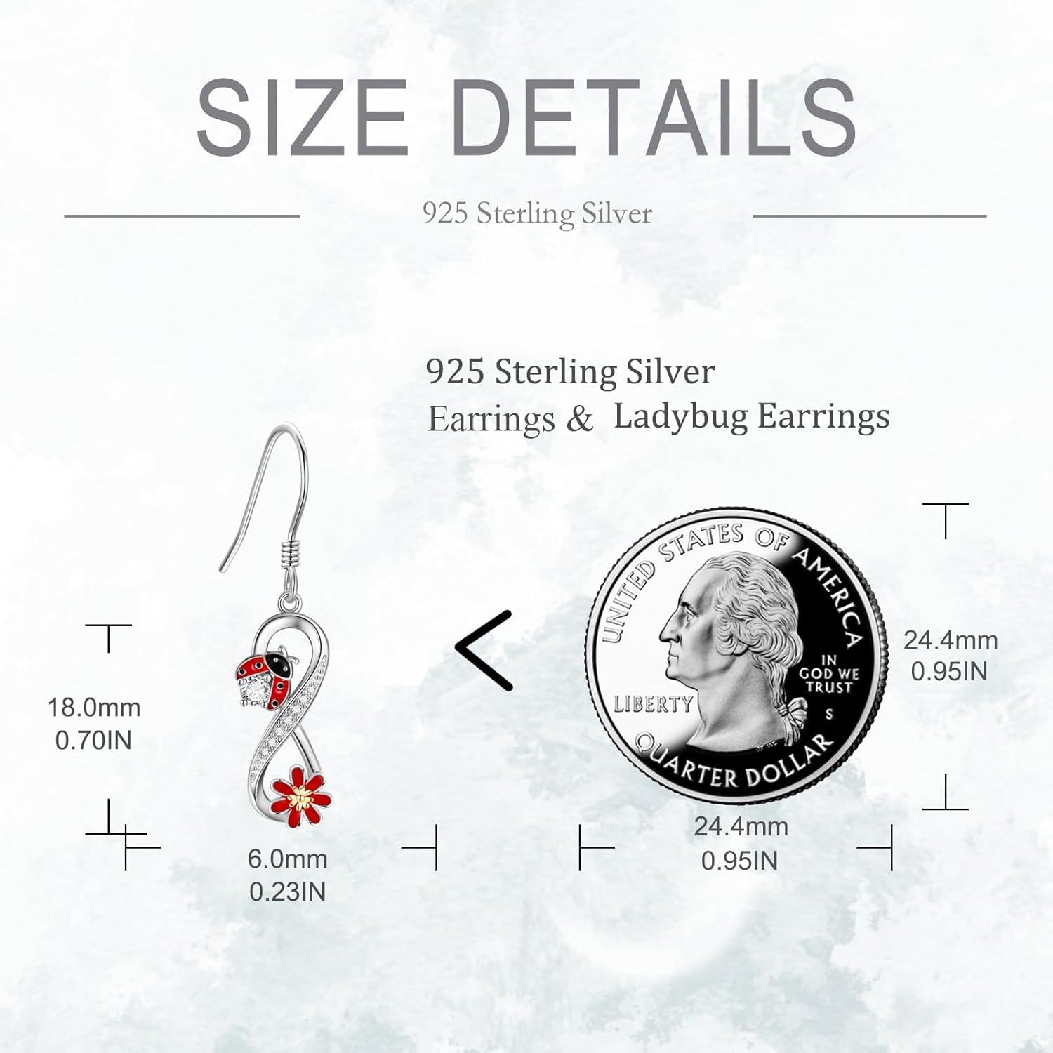Sterling Silver Stone Ladybug Earrings Women s Infinity Earrings Gifts-0-1