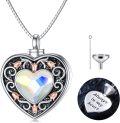 wholesale TOUPOP Rose Flower Urn Necklace For Ashes Heart Crystal Cremation Jewelry For Ashes Flower Memorial Necklace For Girls Women Human Ashes Sterling Silver Urn Necklace For Ashes (ab) -0-0