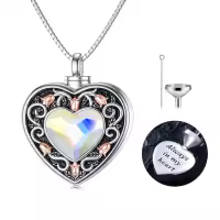 TOUPOP Sterling Silver Crystal Rose Flower Urn Necklace For Ashes Memorial Jewelry-undefined