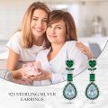 wholesale 925 Sterling Silver Green & Blue Crystal Drop Earrings-0-3
